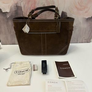 Vintage Coach Hampton Gallery Suede Leather Tote Shoulder Bag